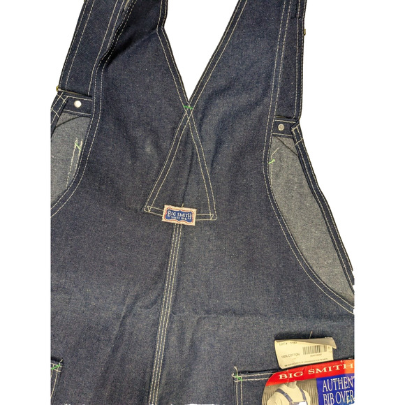 Big Smith Bib Overalls 46x30 Indigo Denim Made in USA NWT Workwear Carpenter - Picture 4 of 10